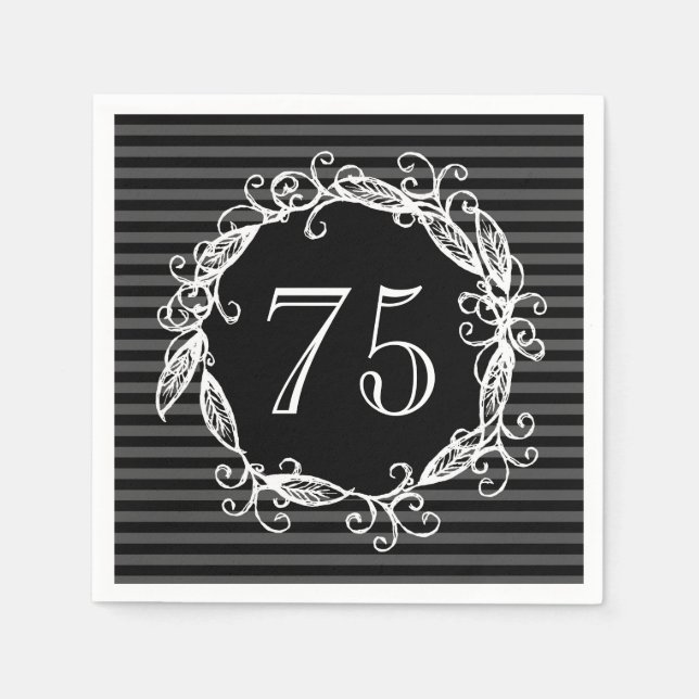 Weibliche 70. Geburtstagsgraue Wirbel Serviette (Vorderseite)