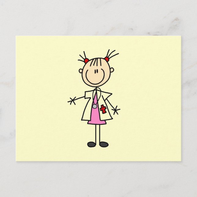 Weibliche Arzt-Strichmännchen Postkarte (Vorderseite)