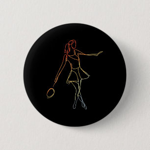 Weibliche Badminton-Spielerin Skizze Shuttle-Spiel Button