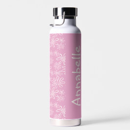 Weibliche Bezeichnung Rosa Blume Doodle Muster Trinkflasche