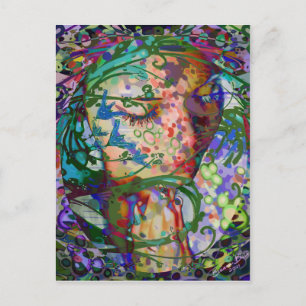 Weibliche Blume Gebet Frau Geblüht Postkarte