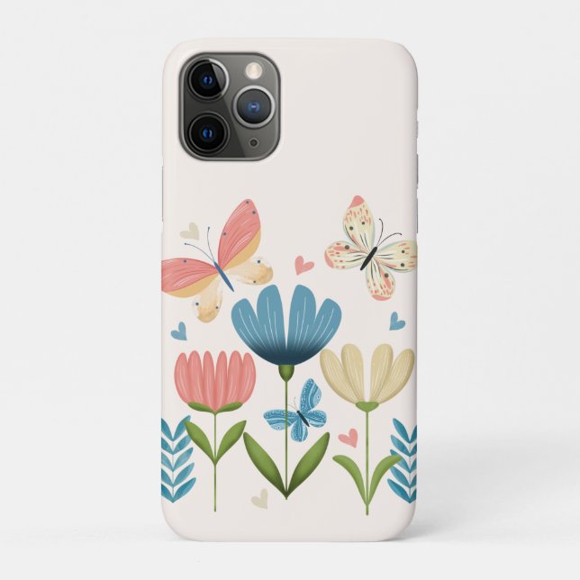 Weibliche Blume und Schmetterlinge Case-Mate iPhone Hülle (Rückseite)