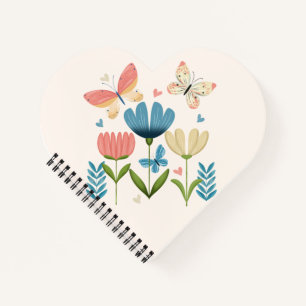 Weibliche Blume und Schmetterlinge Notizbuch