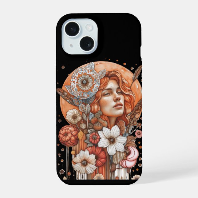 Weibliche Blumen iPhone 15 Hülle (Rückseite)