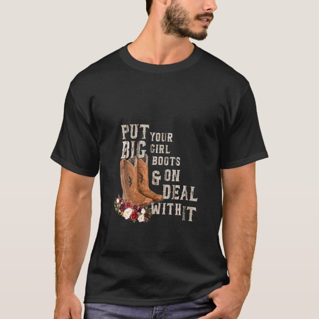 Weibliche Blumencowgirl setzen Ihre großen Girl St T-Shirt (Vorderseite)