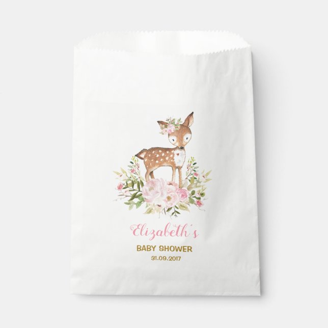 Weibliche Blumentierblütendusche Woodland Geburtst Geschenktütchen (Vorderseite)