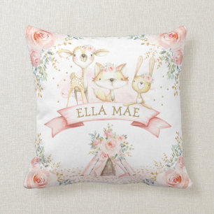 Weibliche Blütentiertribal Boho Woodland Tiere Kissen