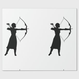 Weibliche Bogenschütze-Silhouette Thunder_Cove Geschenkpapier