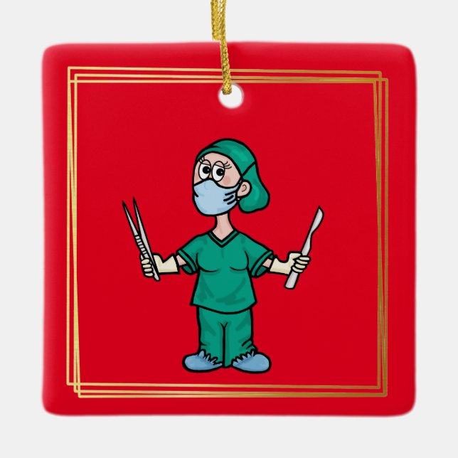 Weibliche Chirurgen Weihnachtsschmuck (Vorderseite)