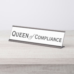 Weibliche Compliance-Beauftragte Frauen Schreibtischnamensplakette
