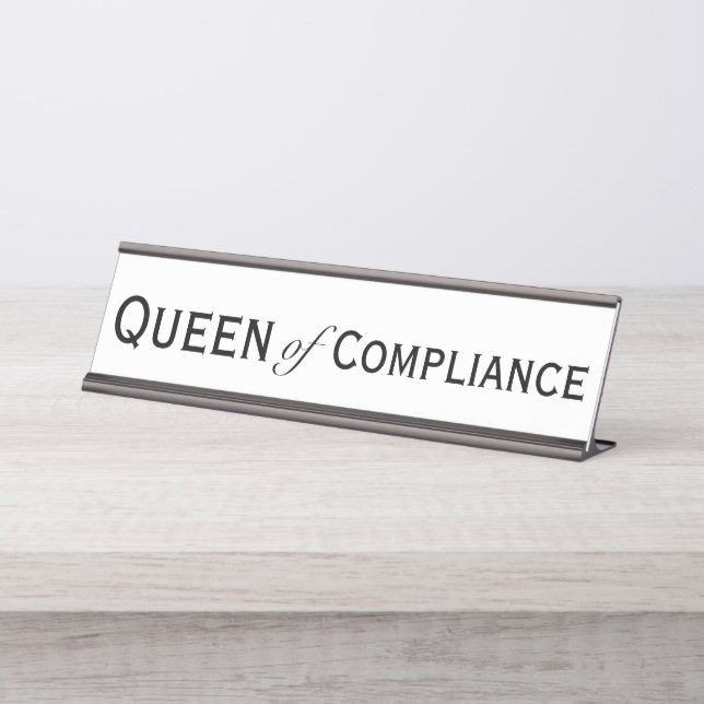 Weibliche Compliance-Beauftragte Frauen Schreibtischnamensplakette (Vorderseite )