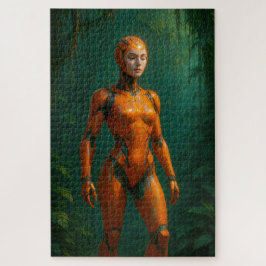 Weibliche Cyborg Jungle Sentinal Orange Armor