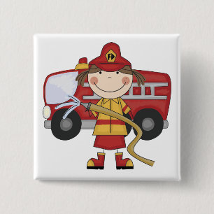 Weibliche Feuerwehrmann-T - Shirts und Geschenke Button