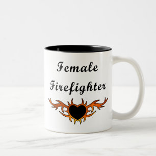 Weibliche Feuerwehrmann-Tätowierung Zweifarbige Tasse