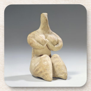 Weibliche Figürchen in der Halaf Art, c.4500 BC Getränkeuntersetzer
