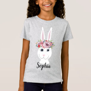 Weibliche FloralösterBunny Rabbit und Name T-Shirt