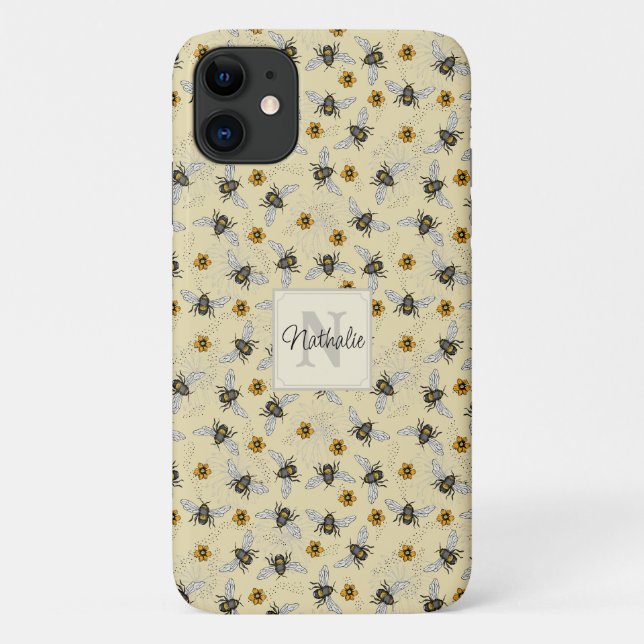 Weibliche Gelbe Honigbiene Zeichnend Muster kunden Case-Mate iPhone Hülle (Rückseite)