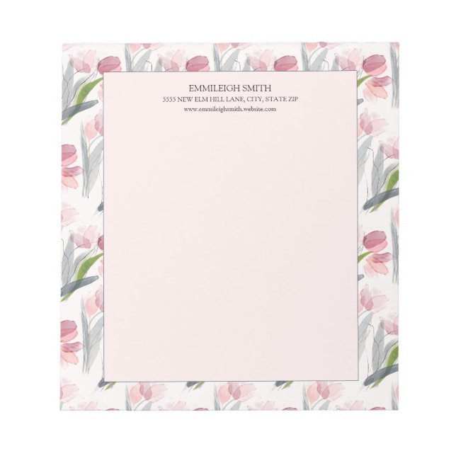 Weibliche Girl Blush Pink Wasserfarbe Weiß Notizblock (Vorderseite)