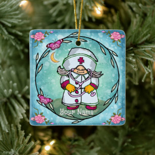 Weibliche Gnome Nurse Keramikornament