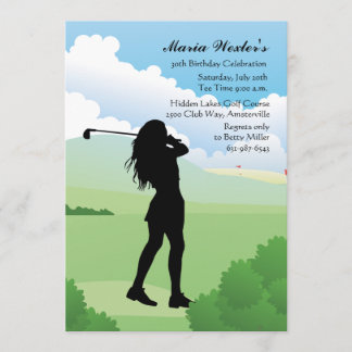 Weibliche Golfspieler-Einladung Einladung