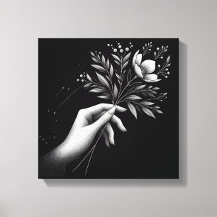 Weibliche Hand mit elegantem floralen Stiel Leinwanddruck