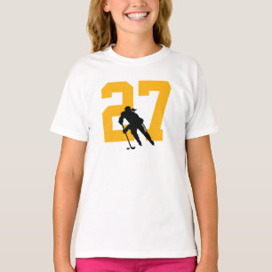 Weibliche Hockey-Spielername gelb anpassen T-Shirt