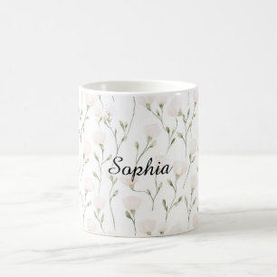 Weibliche hübsche rosafarbene Blüten Kaffeetasse