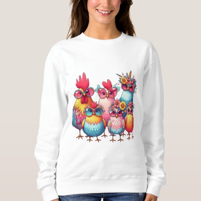 Weibliche Hühner mit Glass - Frauen T - Shirt (Vorderseite)