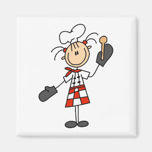Weibliche Köchin mit Handschuhen und Holzlöffel Magnet