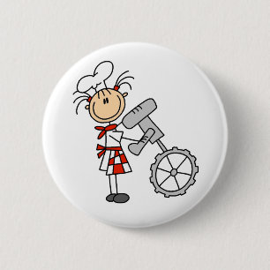 Weibliche Köchin mit Mixer Button