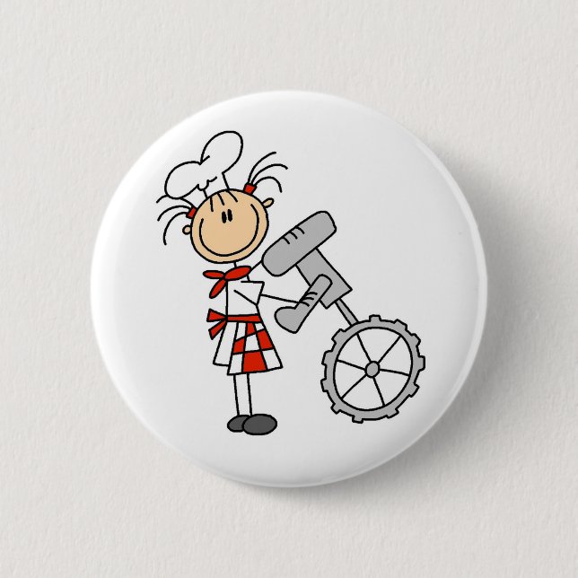 Weibliche Köchin mit Mixer Button (Vorderseite)