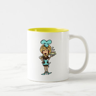 Weibliche Konditorei Koch - Blond T - Shirt und Ge Zweifarbige Tasse