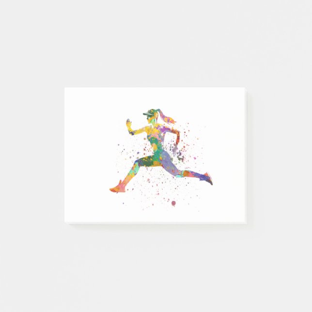 Weibliche Läufer in Aquarellfarben Post-it Klebezettel (Vorderseite)
