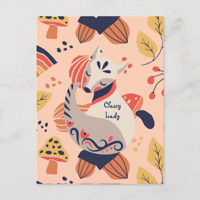 Weibliche Lehrerin Geschenk CLASSY LADY Hygge Fox Postkarte (Vorderseite)