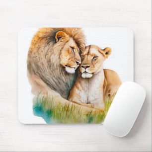 Weibliche Löwen in Liebe Foto für Löwenliebhaber Mousepad