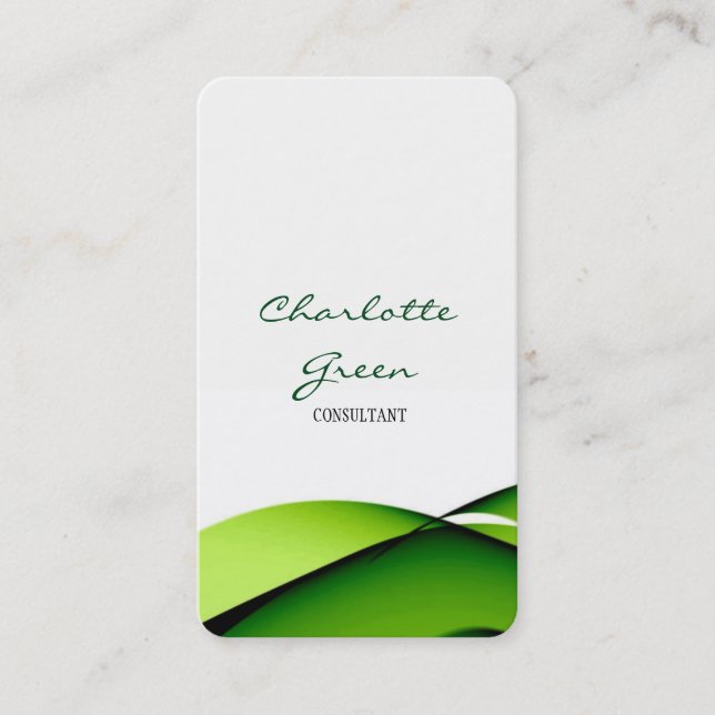 Weibliche Minimalistische grüne Krümmer Weiß Schli Visitenkarte (Vorderseite)