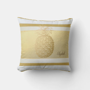 Weibliche moderne goldene Streifen, goldene Ananas Kissen