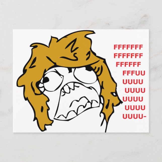 Weibliche Rage Postkarte (Vorderseite)