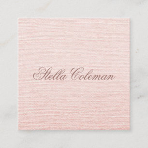 Weibliche, rosa, minimalistische Leinen beruflich Quadratische Visitenkarte