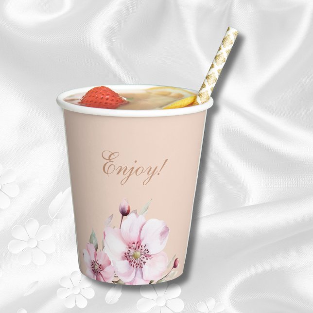 Weibliche Rosa Rose Blütendusche Pappbecher (Von Creator hochgeladen)