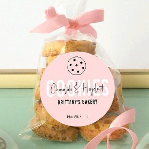 Weibliche, rosa und weiße, moderne Cookies Runder Aufkleber