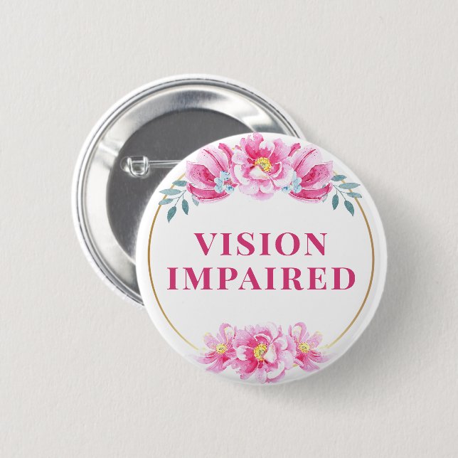 Weibliche Rosa Wilde Rose Blume Sehbehinderung Button (Vorne & Hinten)