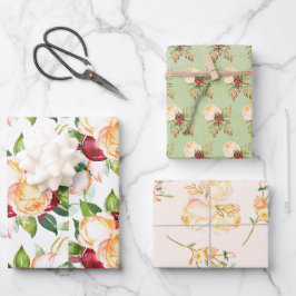 Weibliche Rose, Berries und Foliage Geschenkpapier Set