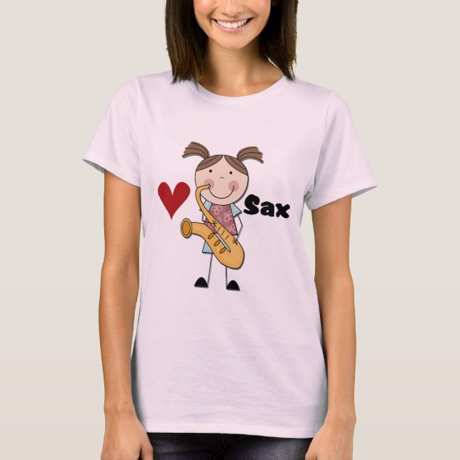 Weibliche Saxophon-Spieler-T-Shirts und Geschenke T-Shirt (Vorderseite)