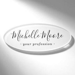 Weibliche Schrift elegant weiß Namenschild