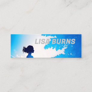 Weibliche Silhouette mit weichblauem Hintergrund Mini Visitenkarte