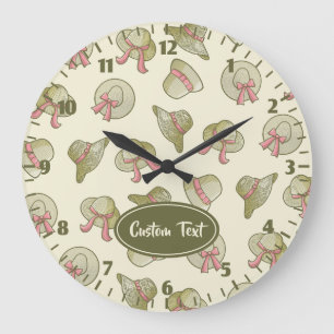 Weibliche Sommerhats gelb Große Wanduhr