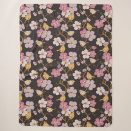 Weibliche Spur von Floralen und Vögeln - Schwarz/G Sherpadecke