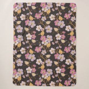 Weibliche Spur von Floralen und Vögeln - Schwarz/G Sherpadecke