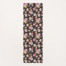 Weibliche Spur von Floralen und Vögeln - Schwarz/G Yogamatte